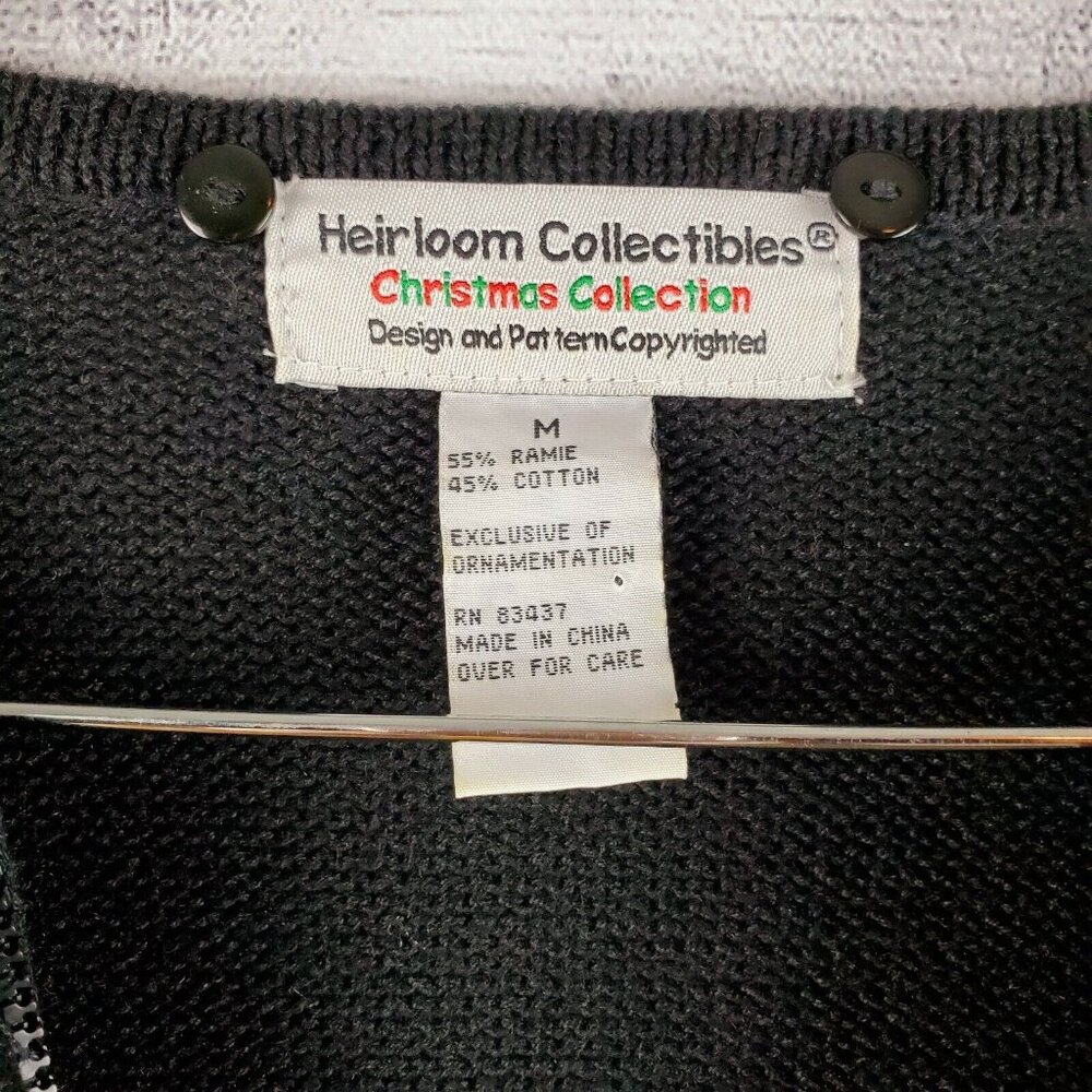 Heirloom Collectibles Christmas Collection Beaded Zip Sweater Sz M Detach Collar - Picture 8 of 9